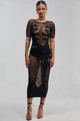 CLUB HOPPER SUPER STRETCH BODYCON MAXI IN BLACK