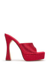 AKIRA GOLD ALEXUS RED RHINESTONE SANDAL