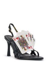 AKIRA GOLD BELLEROSE BLACK MULTI RHINESTONE PLAYING CARD SANDAL