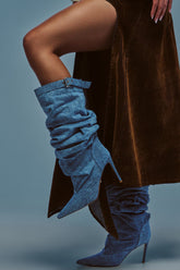 AZALEA WANG DARIA DENIM STILETTO BOOT