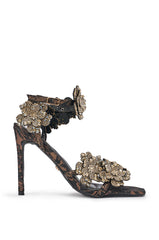 AKIRA GOLD DEBUTANTE BRONZE RHINESTONE EMEBELLISHED STILETTO SANDAL