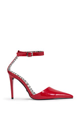AZALEA WANG DESIREE RED ZEBRA LINED PUMP