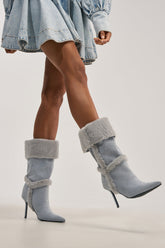 AZALEA WANG DROWSY BLUE STILETTO BOOT
