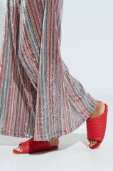 AKIRA GAIA RED BRAIDED FLAT SLIP ON SANDAL