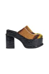 AKIRA GOLD KATRIEL PLAID MULTI SLIP ON BLOCK PUMP