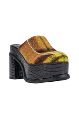 AKIRA GOLD KATRIEL PLAID MULTI SLIP ON BLOCK PUMP