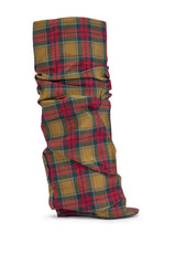 AZALEA WANG LAVINIA PLAID SLOUCHY WEDGE BOOT