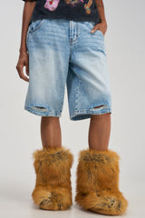 AZALEA WANG NADIANNA TAN FLAT FUR BOOTIE