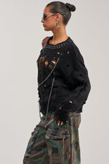 CHOPPED UP DISTRESSED SWEATER