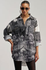 ALL AROUND THE WORLD POPLIN MINI DRESS