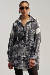ALL AROUND THE WORLD POPLIN MINI DRESS