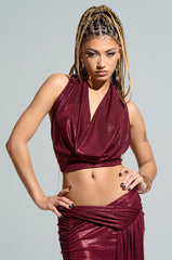 ALL OF THE GLAMOUR SLINKY HALTER NECK TOP