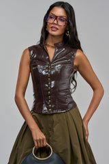DOLLY FAUX LEATHER TOP