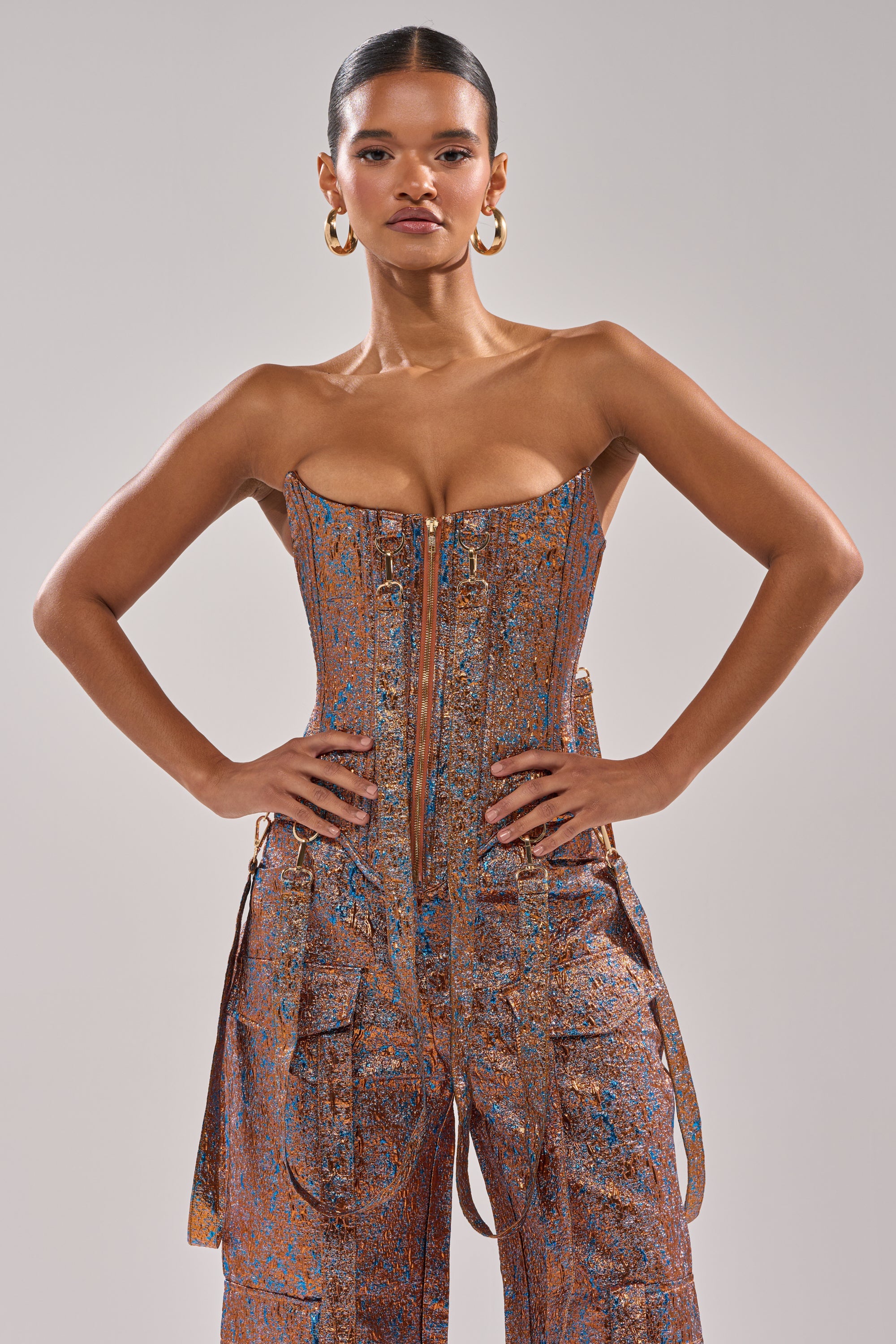 CHECK IT OUT BROCADE BRONZE CORSET