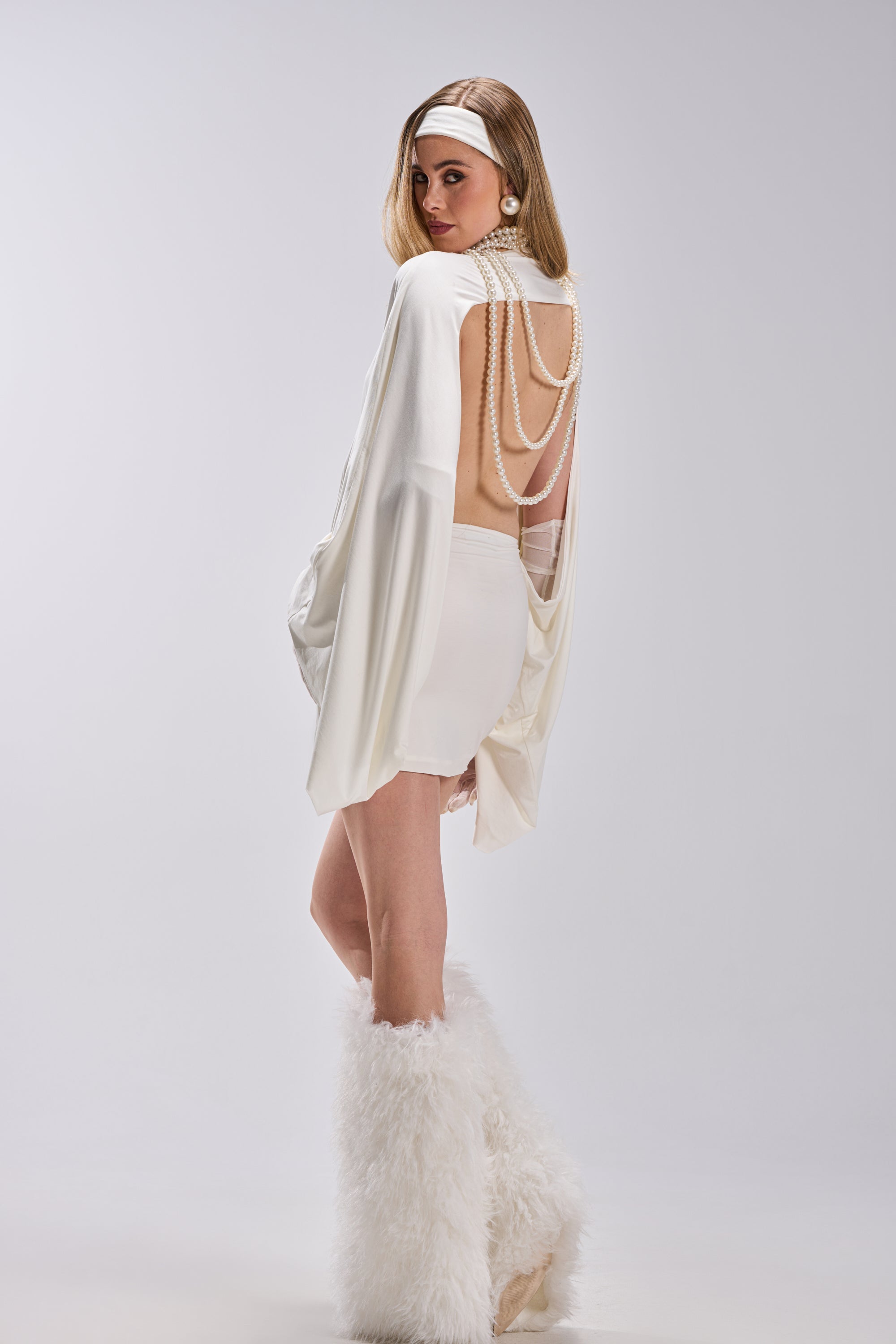 DIANA DRAPED MINI DRESS IN WHITE