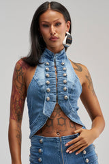 ALIGNED MILITARY DENIM TOP