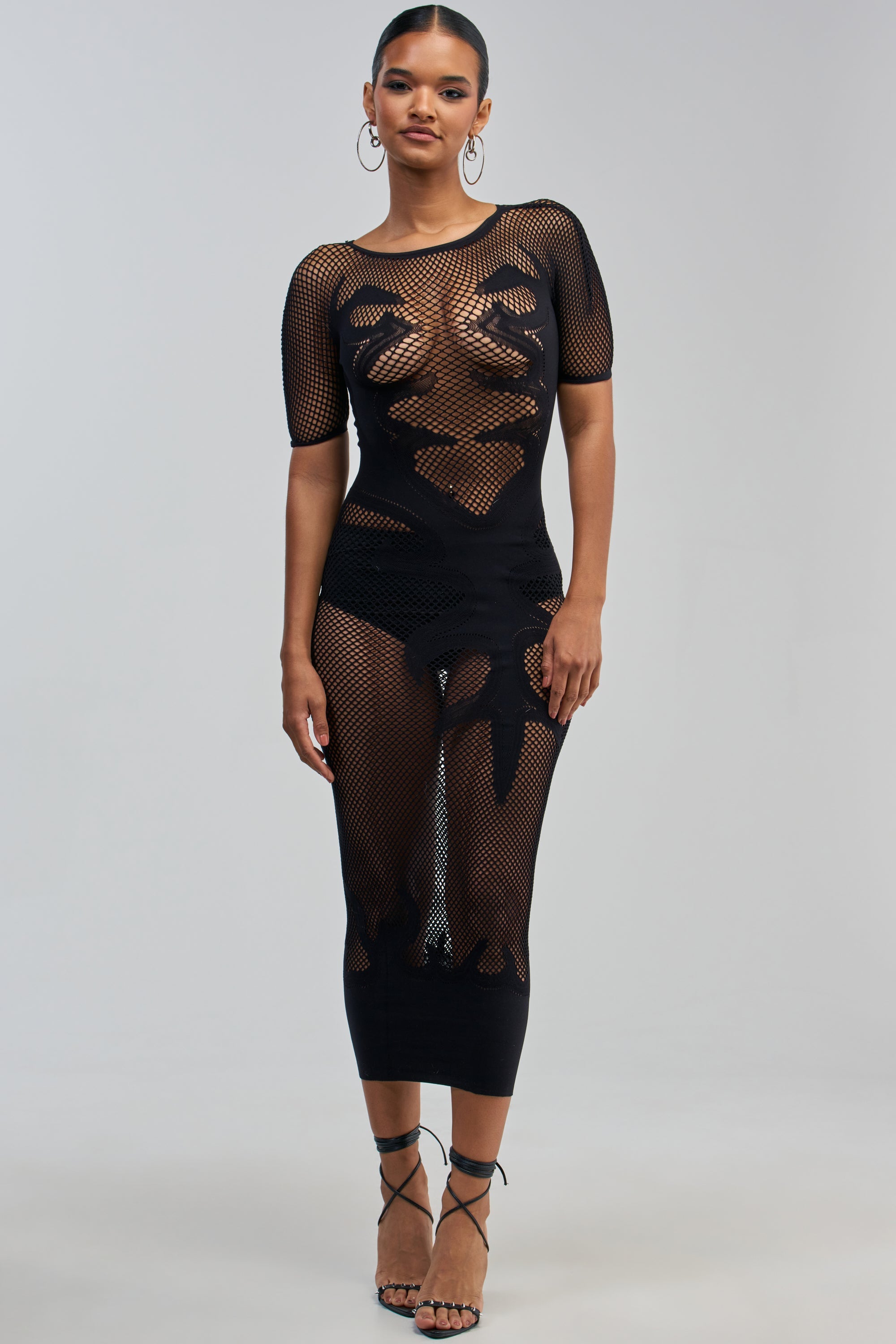 CLUB HOPPER SUPER STRETCH BODYCON MAXI IN BLACK