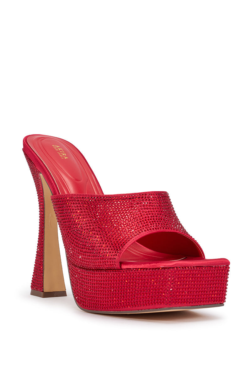 AKIRA GOLD ALEXUS RED RHINESTONE SANDAL