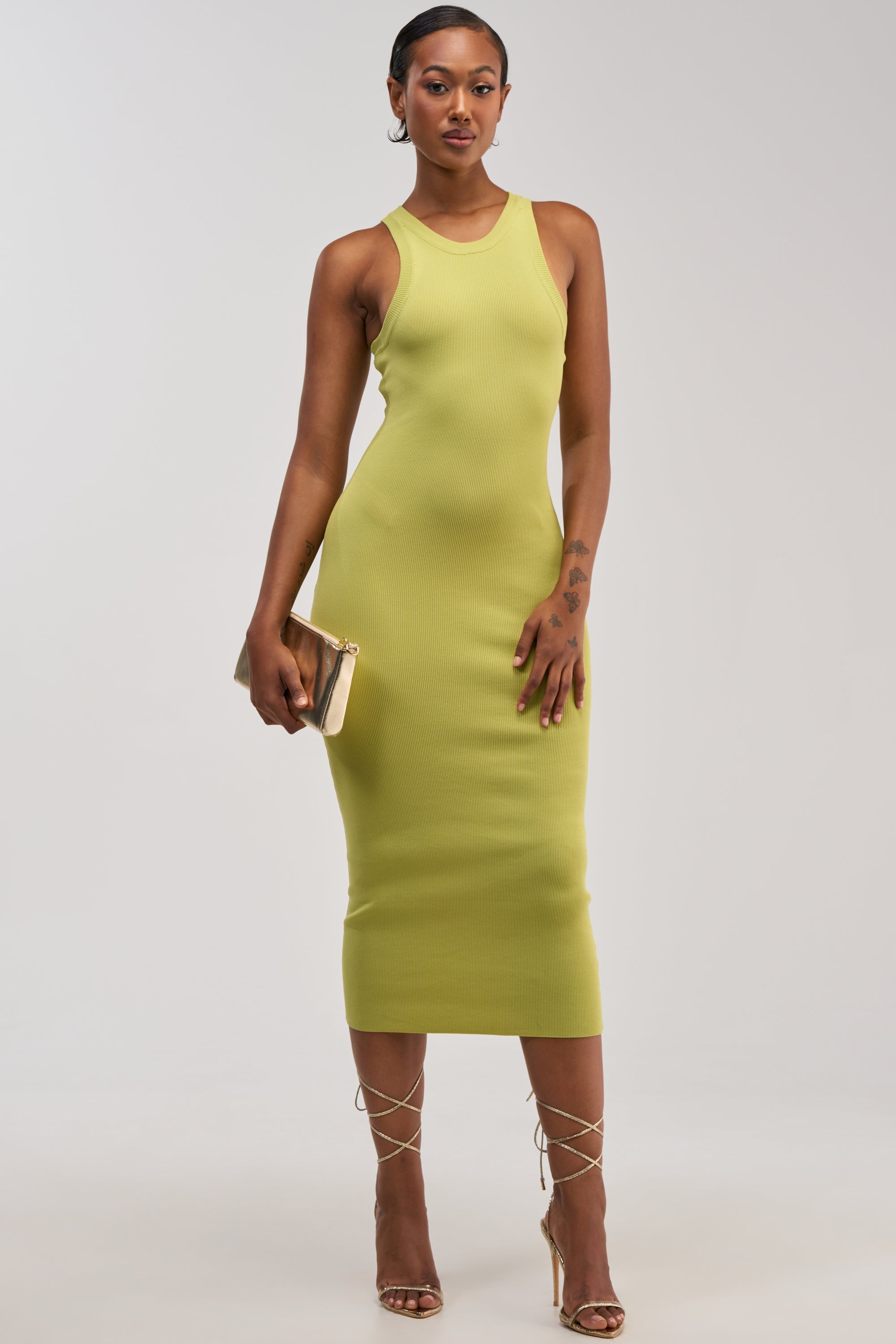 CUTIE PIE KNIT MIDI DRESS IN CHARTRUESE