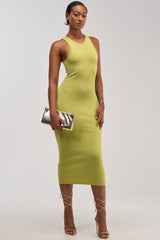 CUTIE PIE KNIT MIDI DRESS IN CHARTRUESE