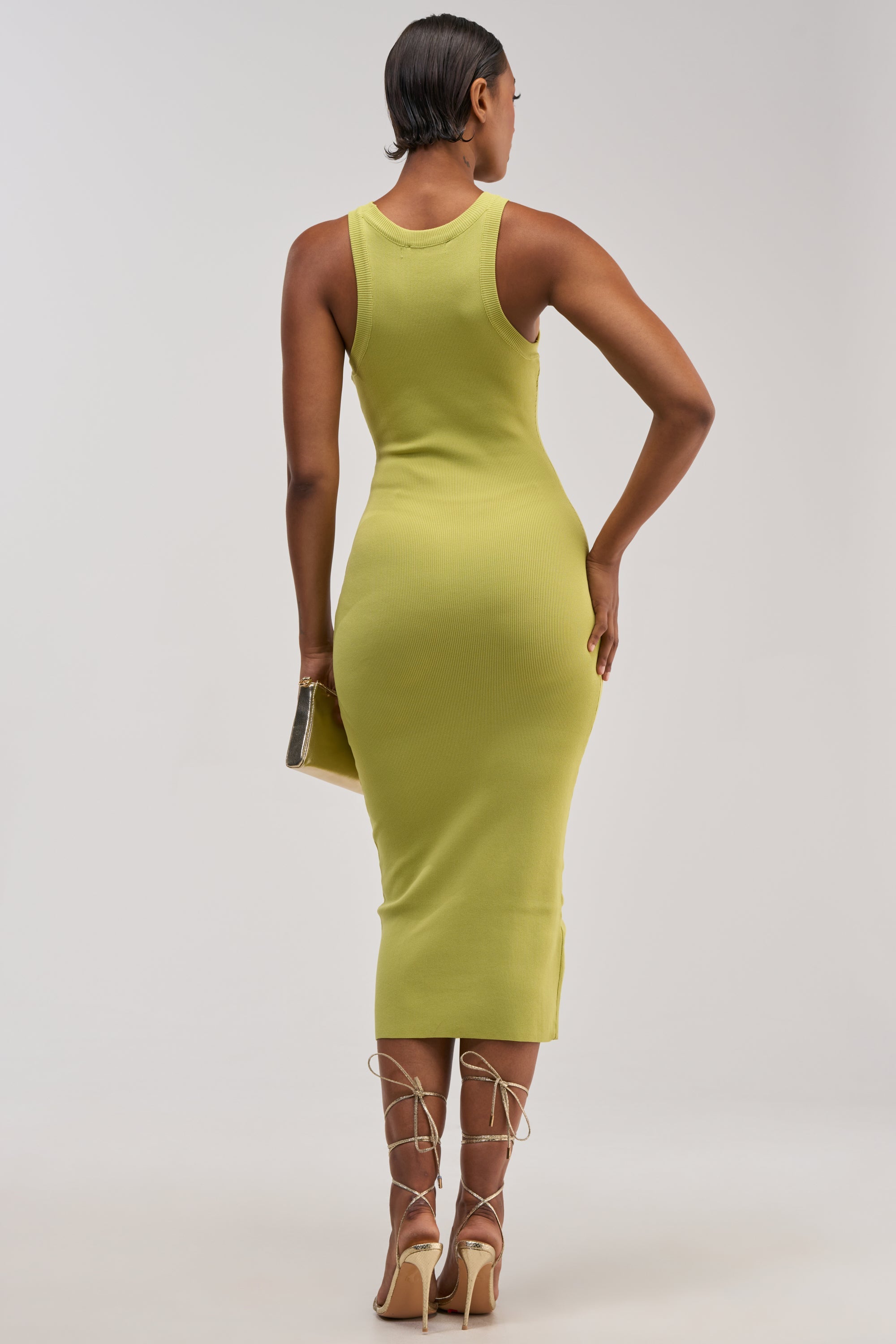 CUTIE PIE KNIT MIDI DRESS IN CHARTRUESE