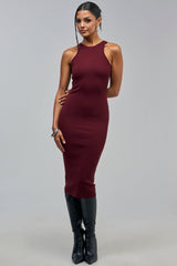 CUTIE PIE KNIT MIDI DRESS IN PLUM