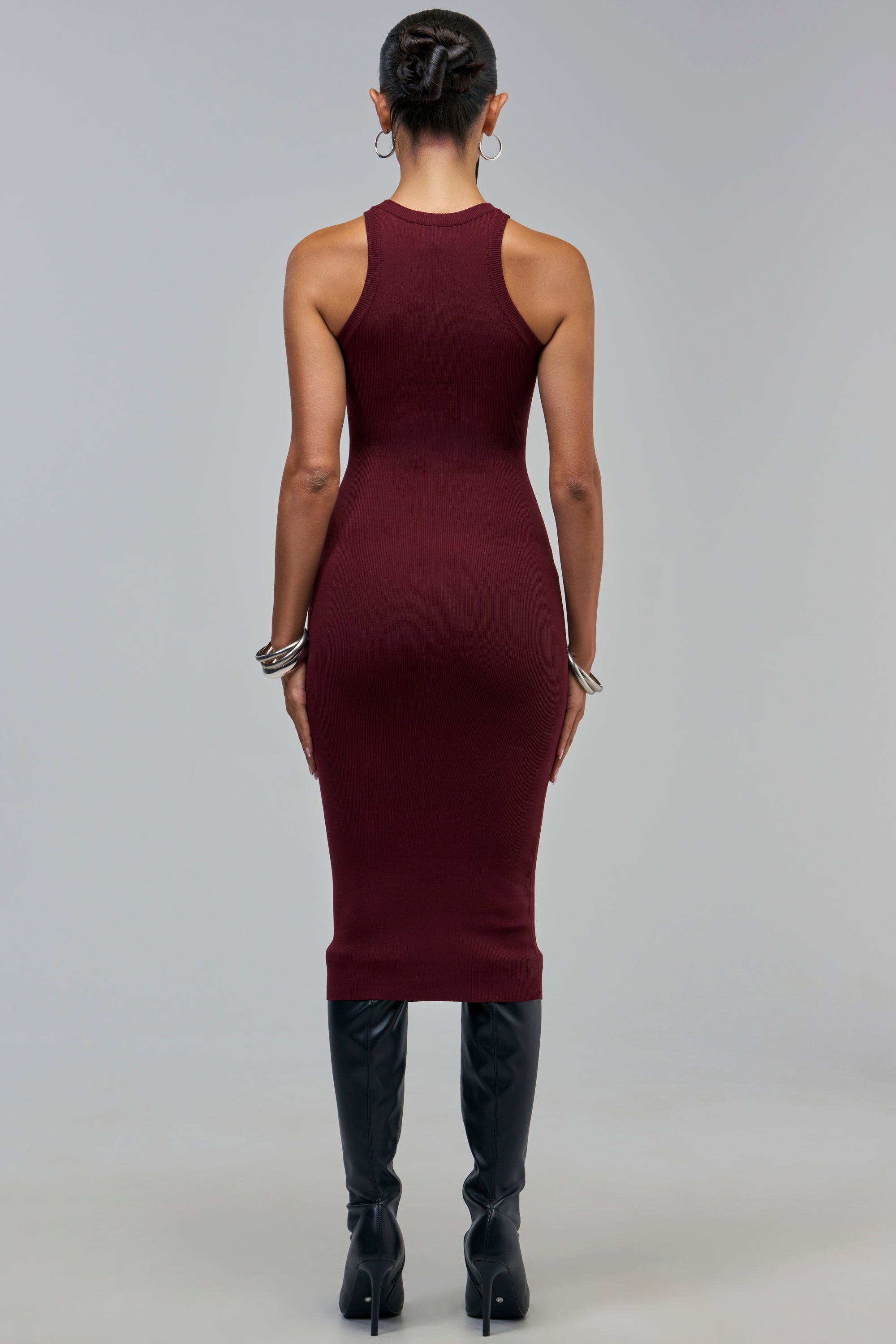CUTIE PIE KNIT MIDI DRESS IN PLUM