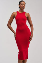 CUTIE PIE KNIT MIDI DRESS IN RED