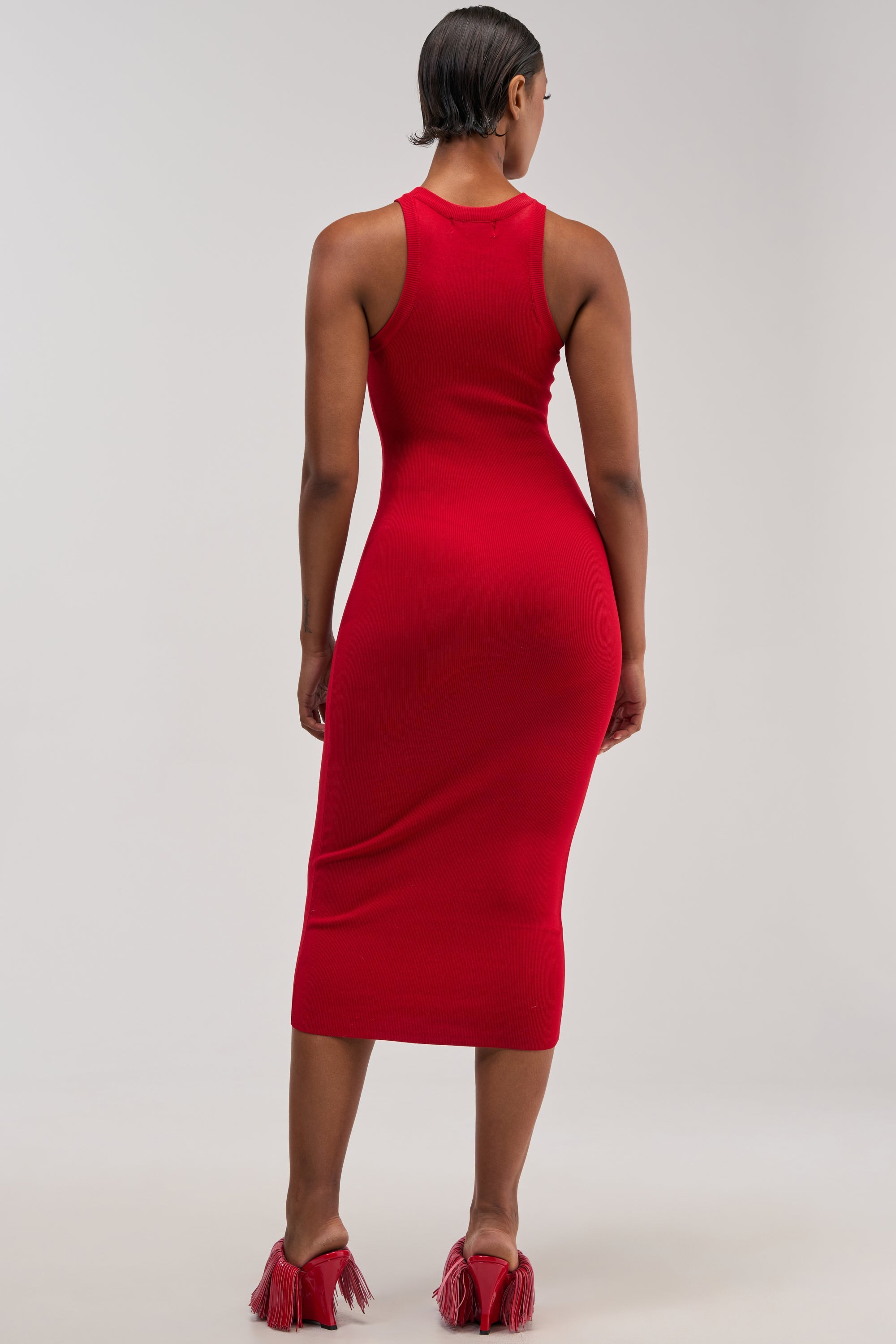 CUTIE PIE KNIT MIDI DRESS IN RED