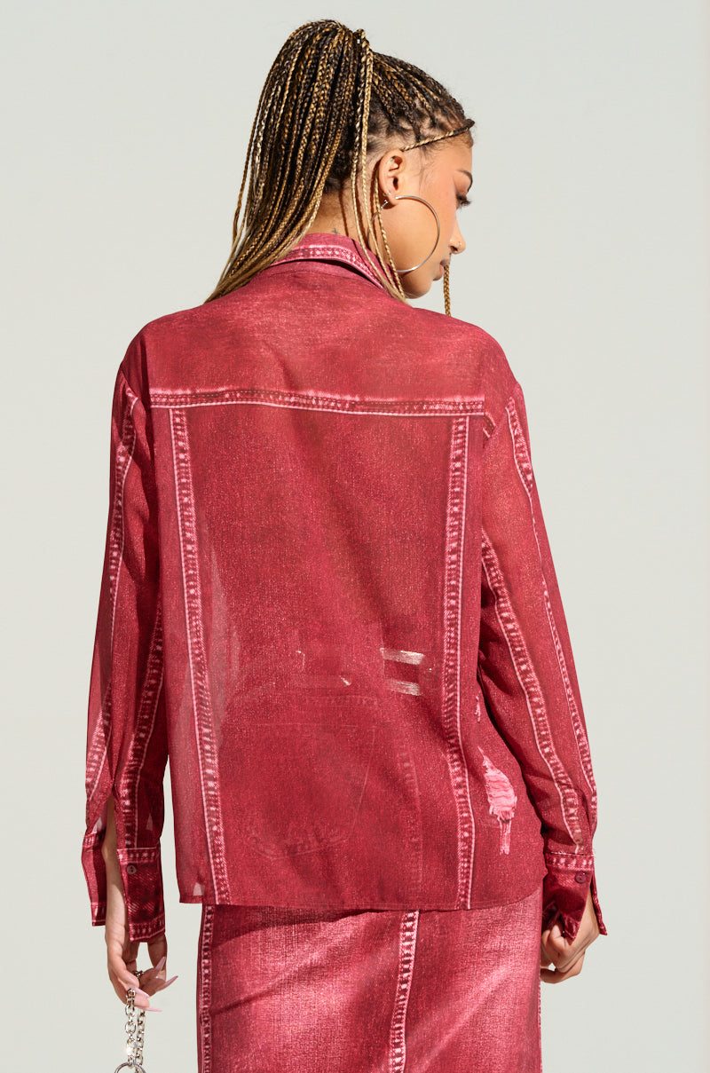 CHERRY LOVER BUTTON DOWN TOP