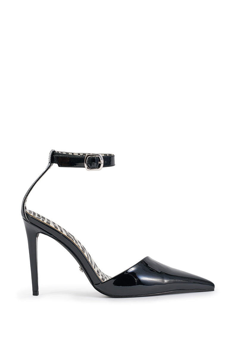 AZALEA WANG DESIREE BLACK PUMP WITH ZEBRA LINING