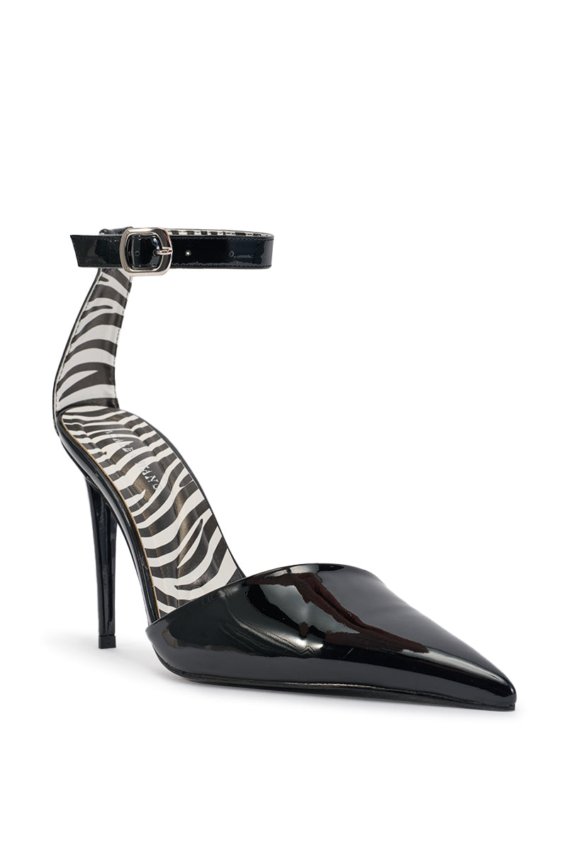 AZALEA WANG DESIREE BLACK PUMP WITH ZEBRA LINING