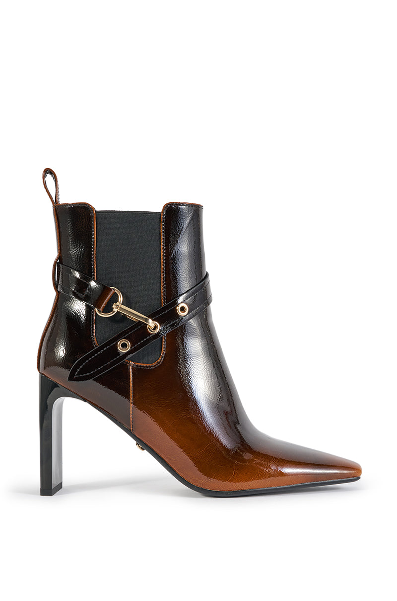 AZALEA WANG ELYN ESPRESSO BLOCK HEEL BOOTIE