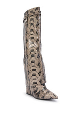 AZALEA WANG ENZO GREY SNAKE SHARK BOOT