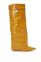 AZALEA WANG ENZO MUSTARD CROC SHARK BOOT