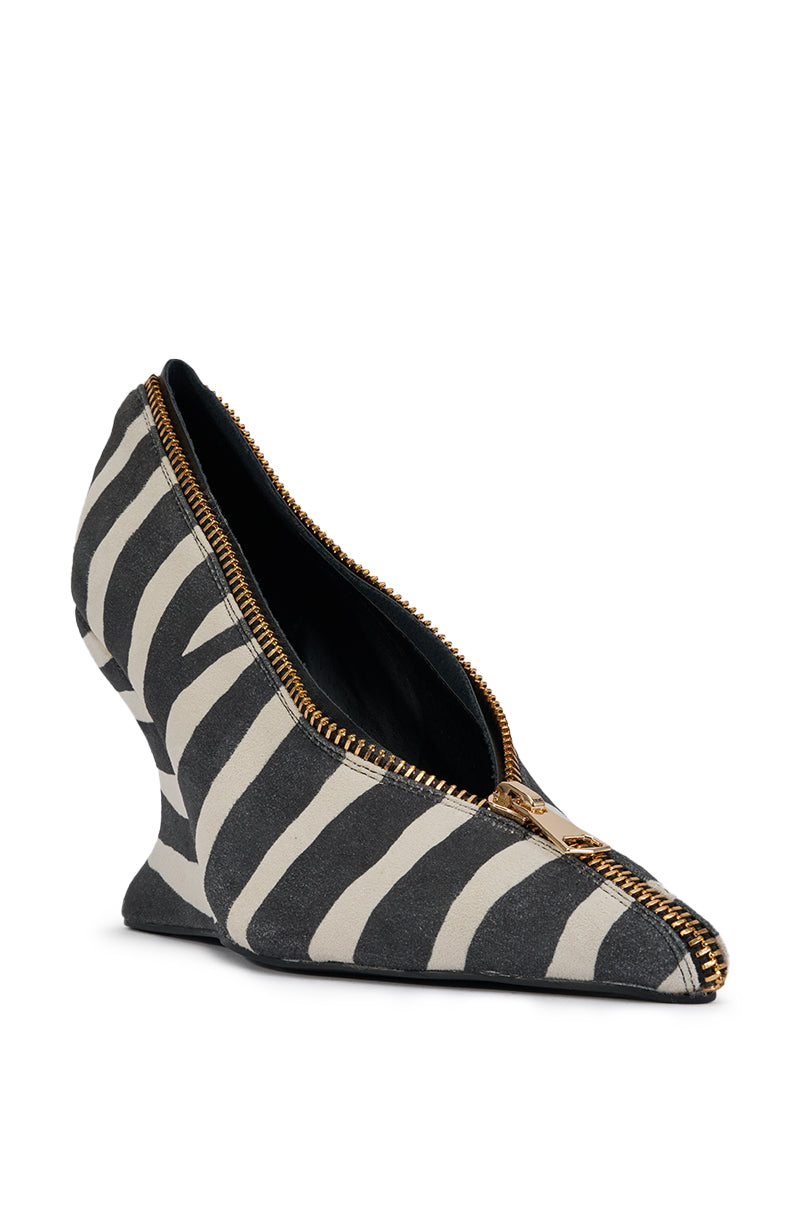 AZALEA WANG GIAVANNA MULTI WEDGE STRIPED PUMP
