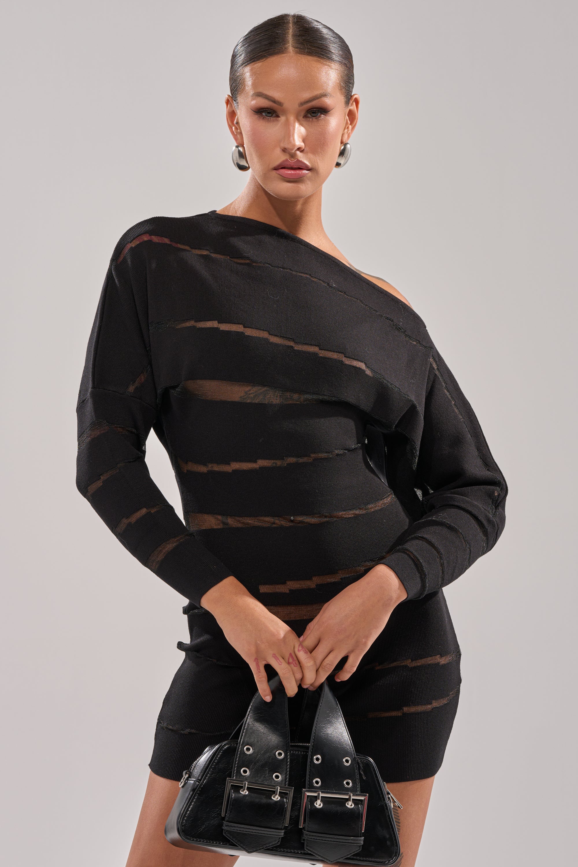 AFTER DARK STRIPED MINI DRESS