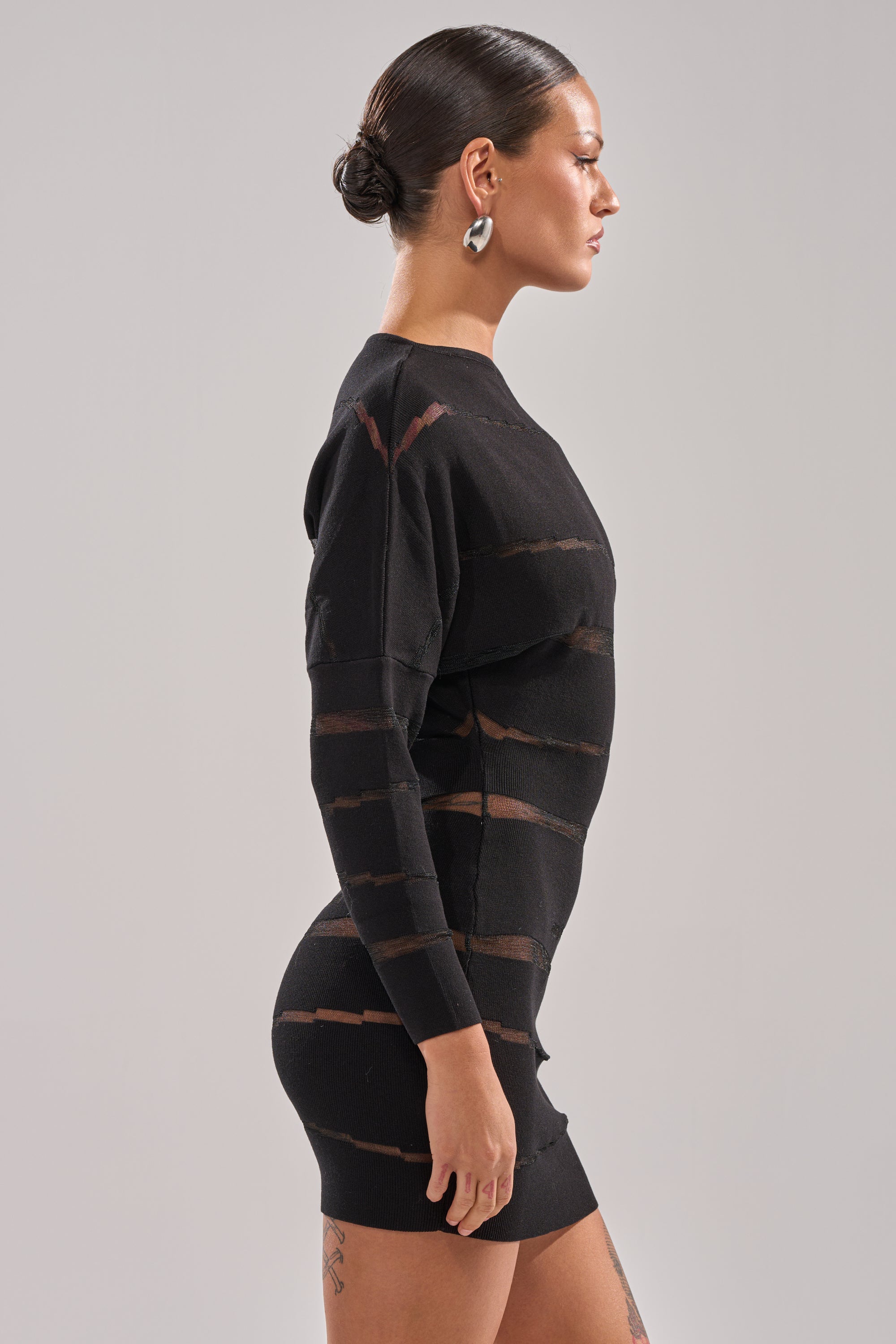 AFTER DARK STRIPED MINI DRESS