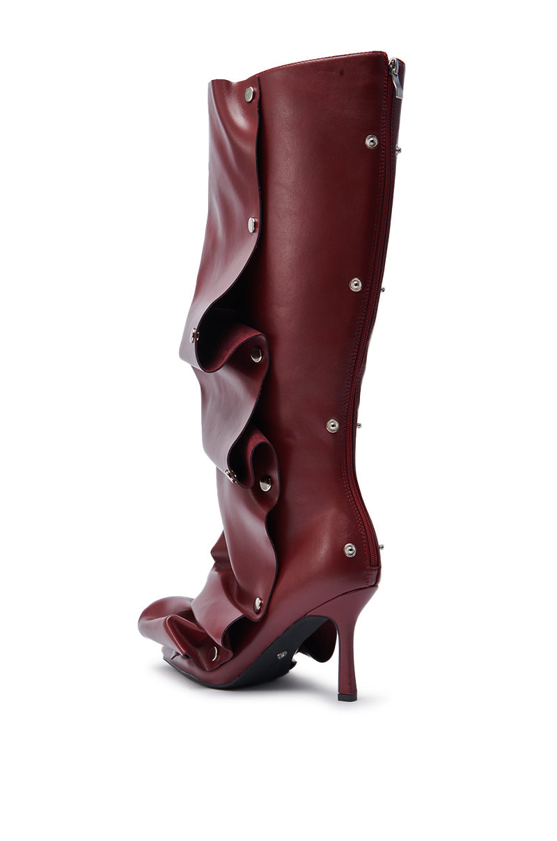 AZALEA WANG IMOGINE BURGUNDY STILETTO SNAP BOOT