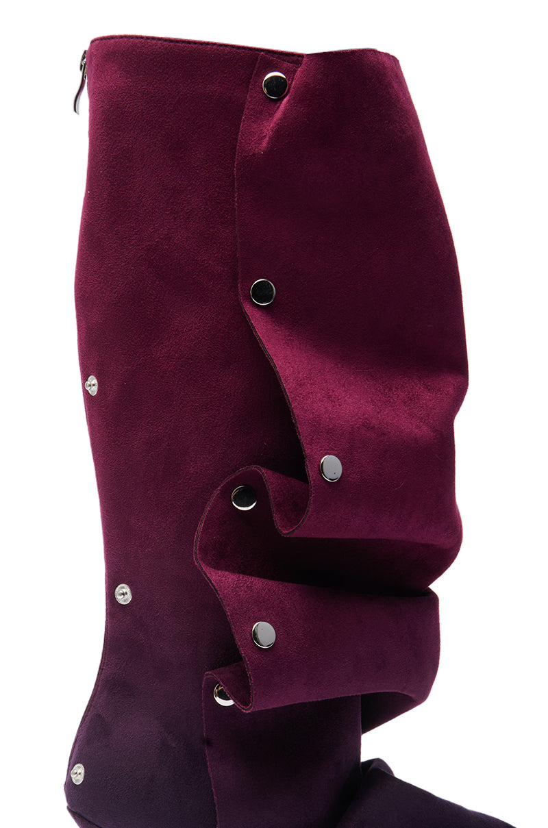 AZALEA WANG IMOGINE PURPLE OMBRE FOLDED DETAIL STILETTO BOOT