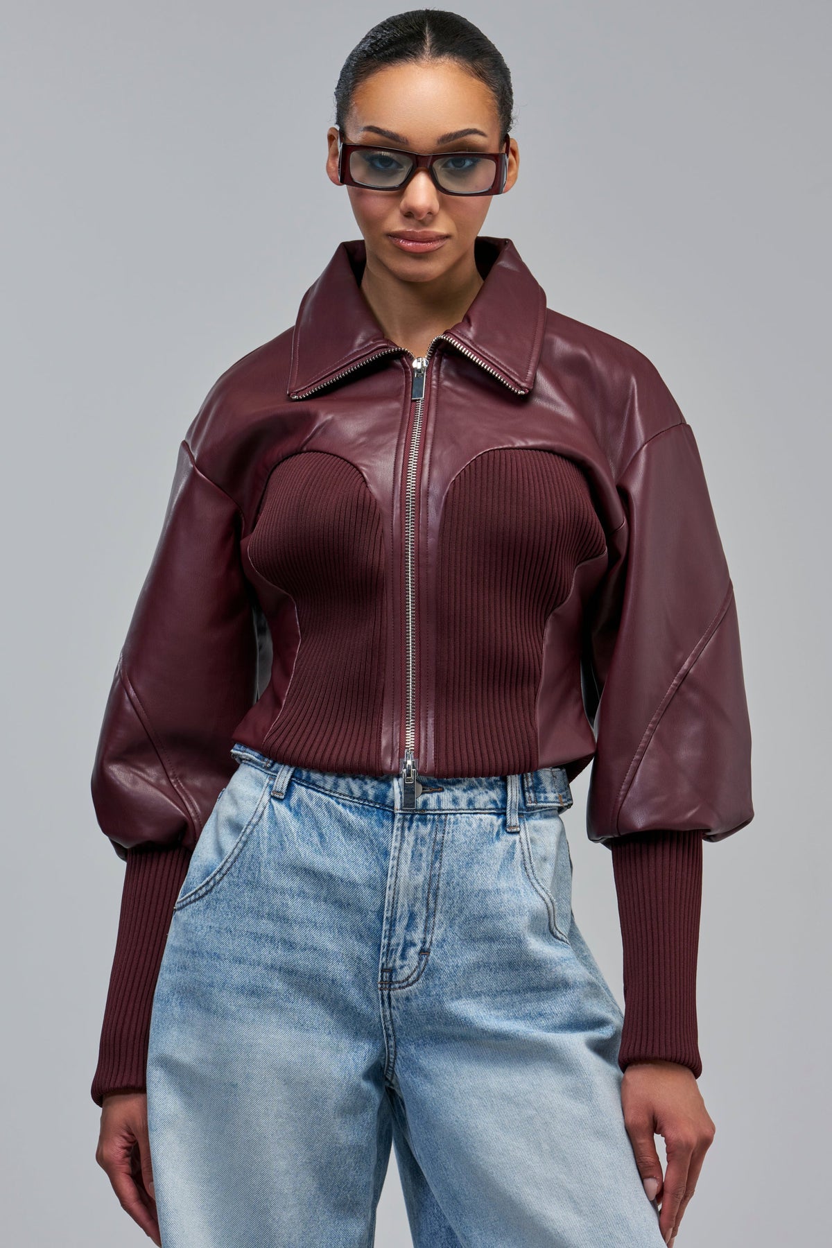 BETTER LUCK NEXT TIME FITTED BOMBER IN BURGUNDY