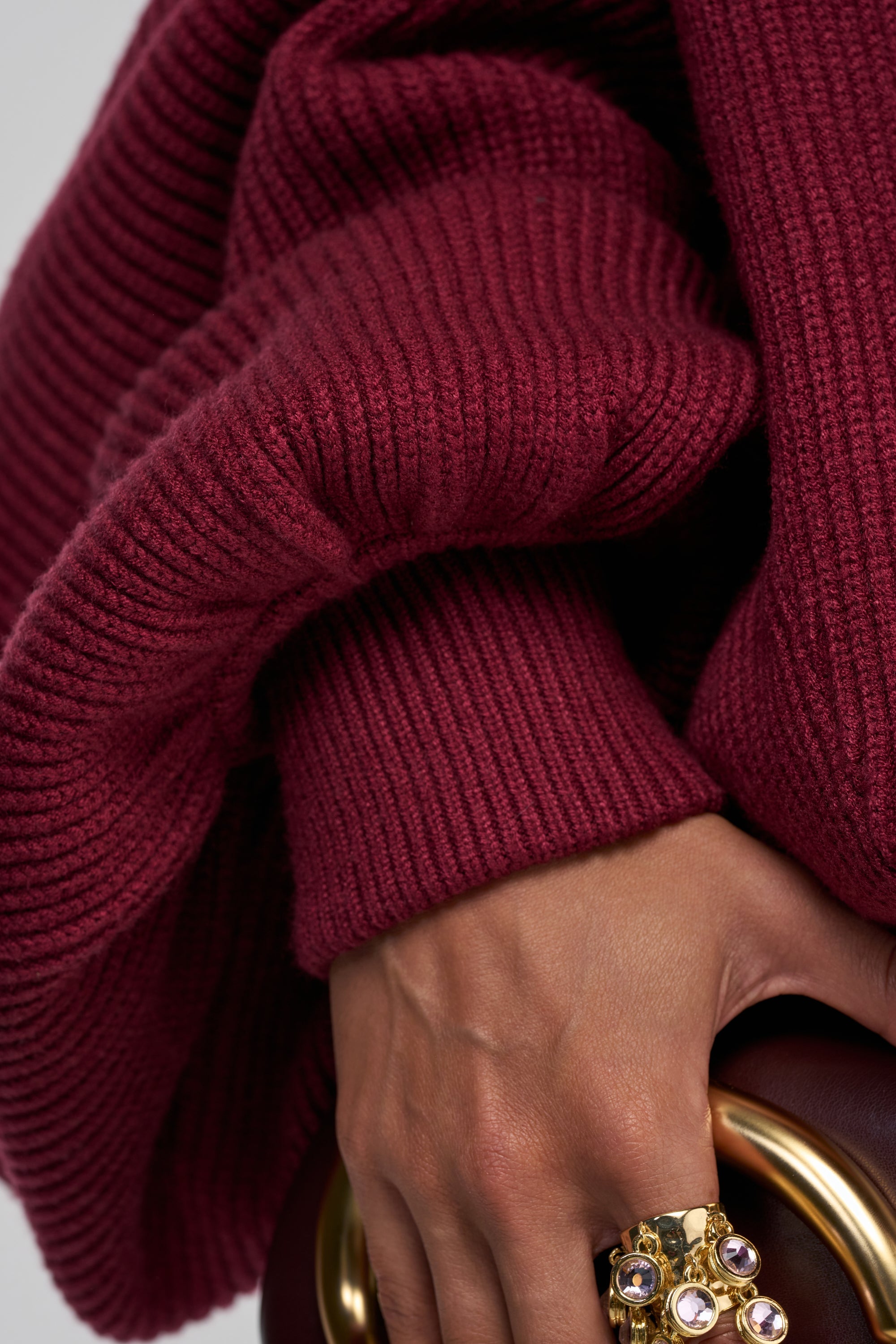 CRAZY FOR YOU CROSS FRONT SWEATER IN BURGUNDY