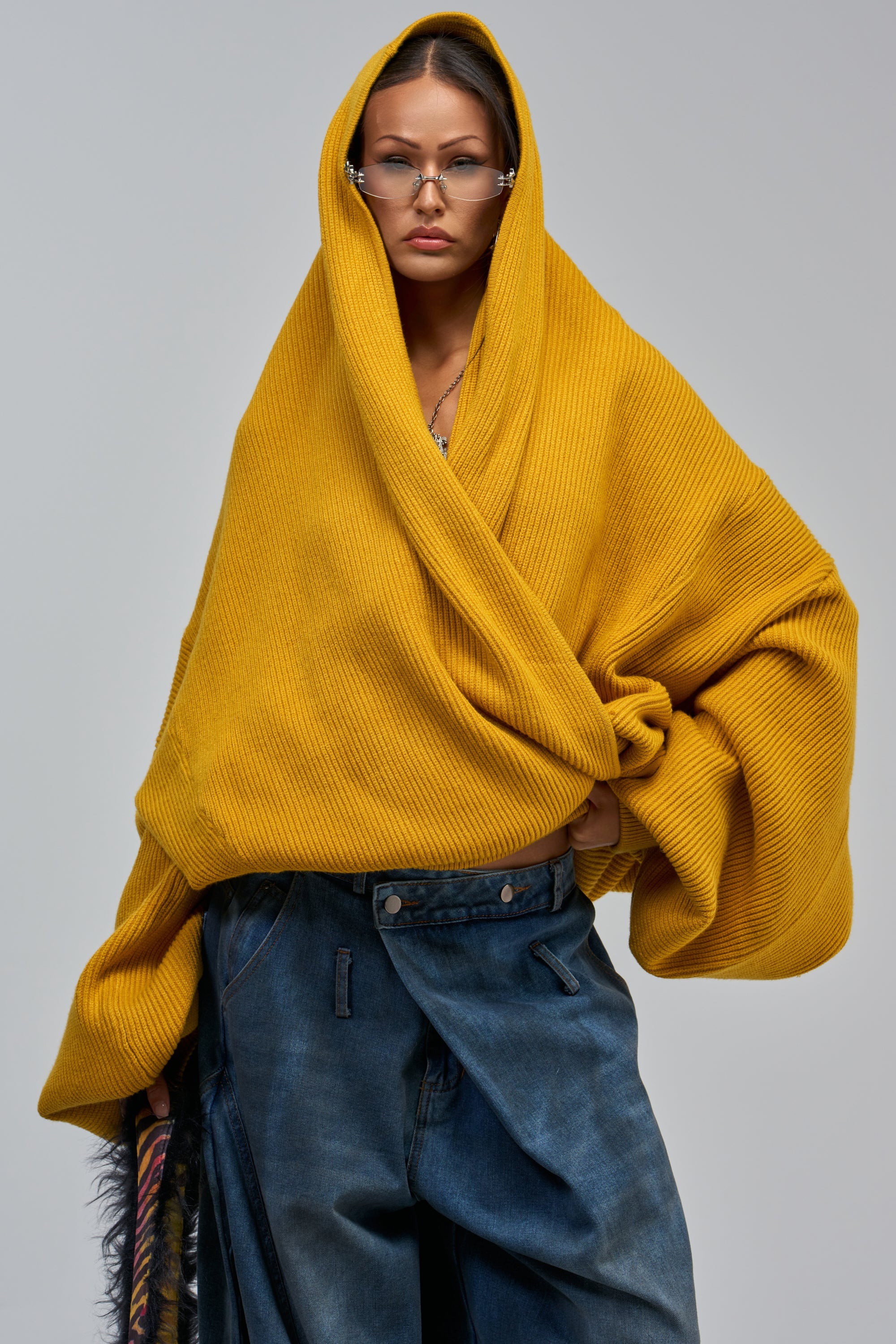 CRAZY FOR YOU CROSS FRONT SWEATER IN MUSTARD
