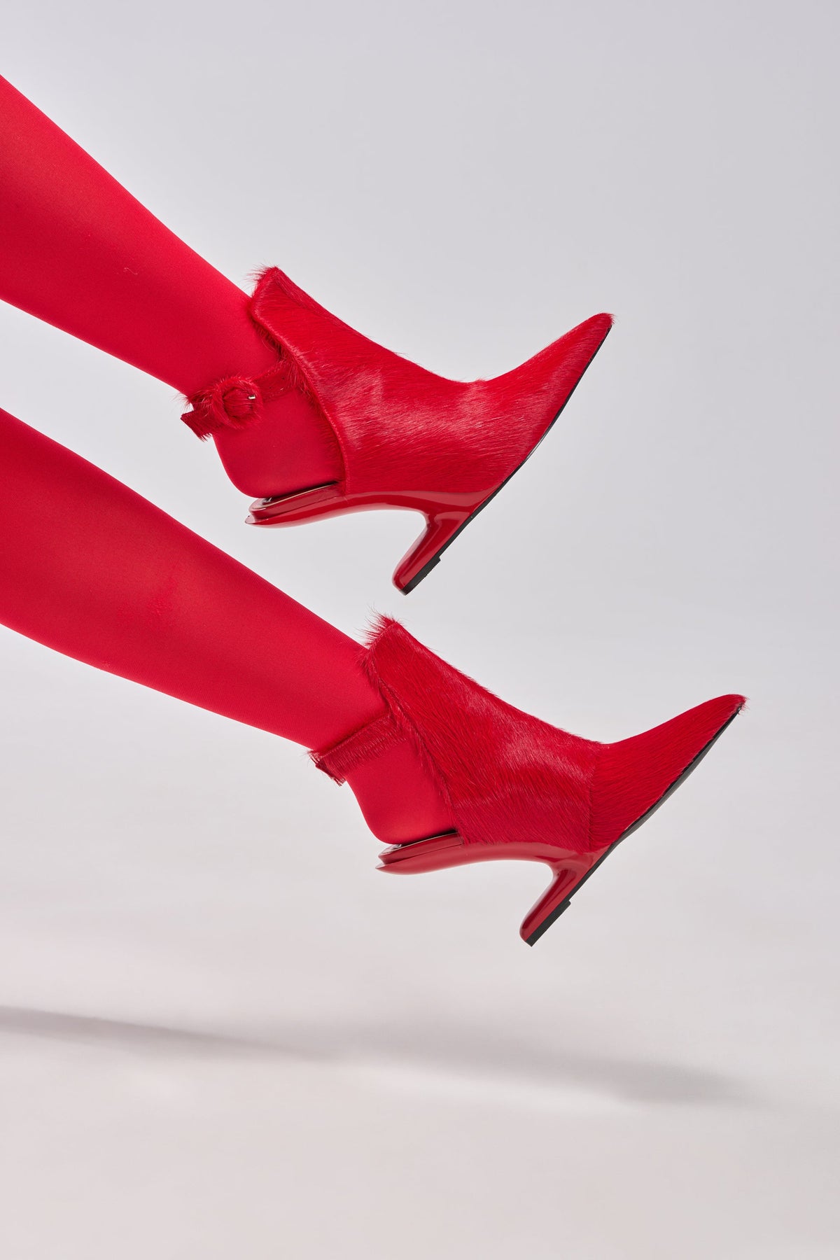 AZALEA WANG JOST RED PONY HAIR UPPER WEDGE PUMP