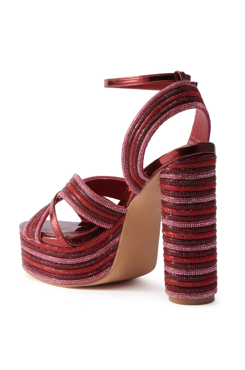 AZALEA WANG KINSLEE BURGUNDY MULTI CHUNKY SANDAL