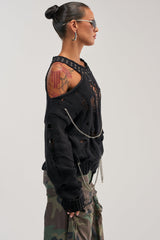 CHOPPED UP DISTRESSED SWEATER