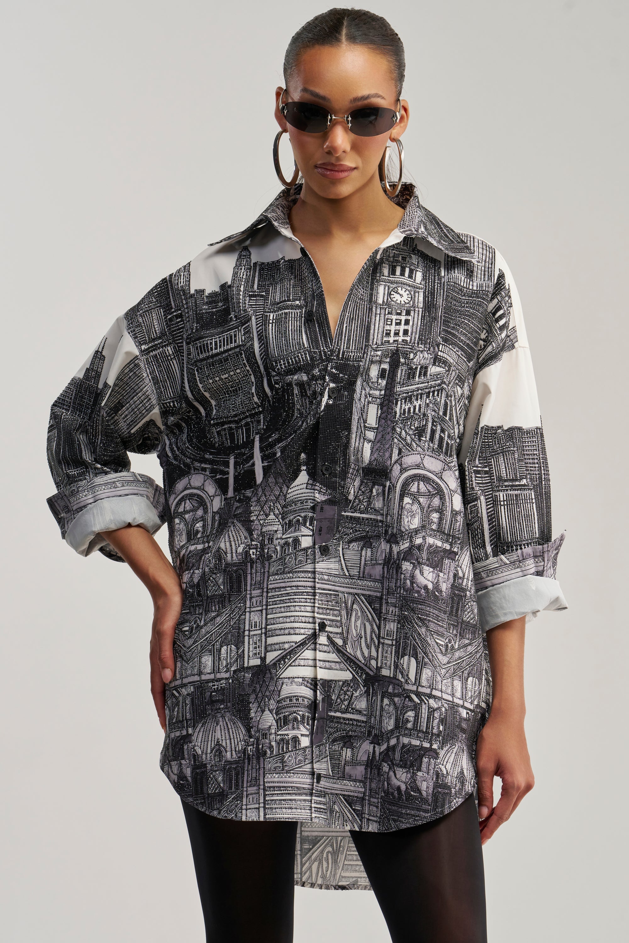 ALL AROUND THE WORLD POPLIN MINI DRESS