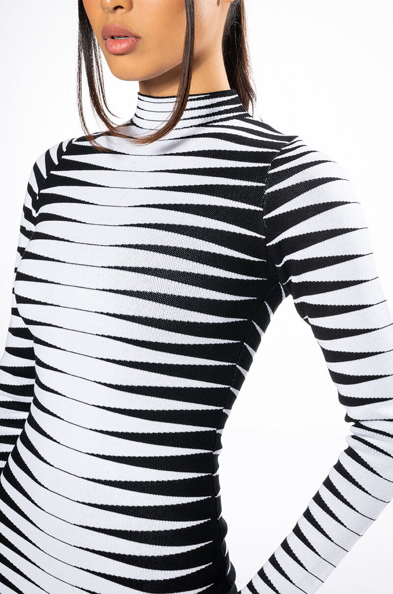 ALL AN ILLUSION LONG SLEEVE MIDI DRESS