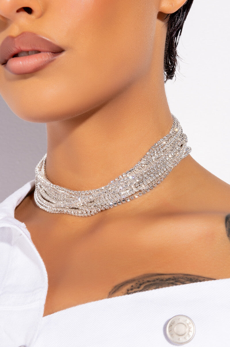 ALL TINGS ICY LAYERED RHINESTONE CHOKER