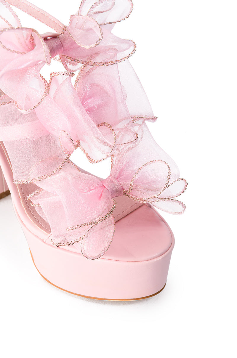 AZALEA WANG CATERINA CHUNKY SANDAL WITH BOW IN PINK